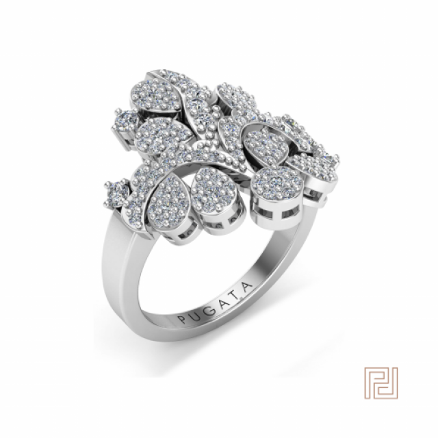 White Gold Floral Dress Ring